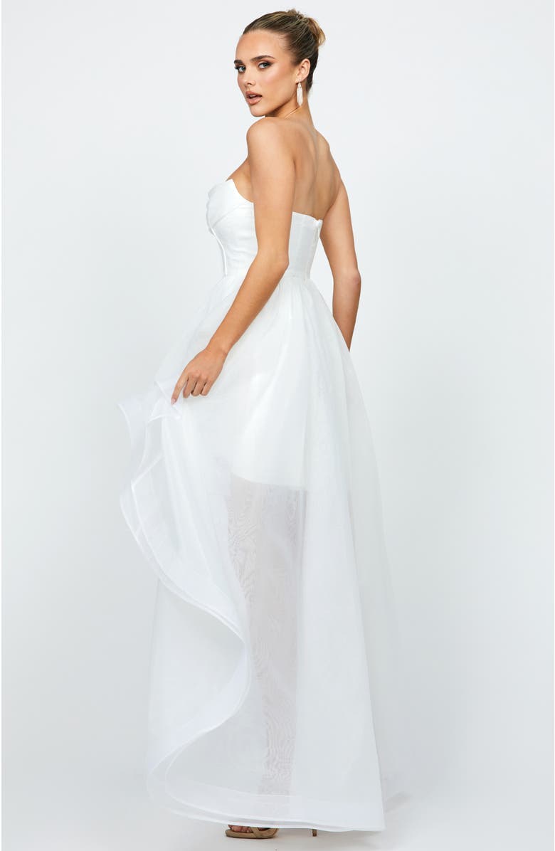 Bariano Evangeline Strapless Hi Lo Gown, Alternate, color,