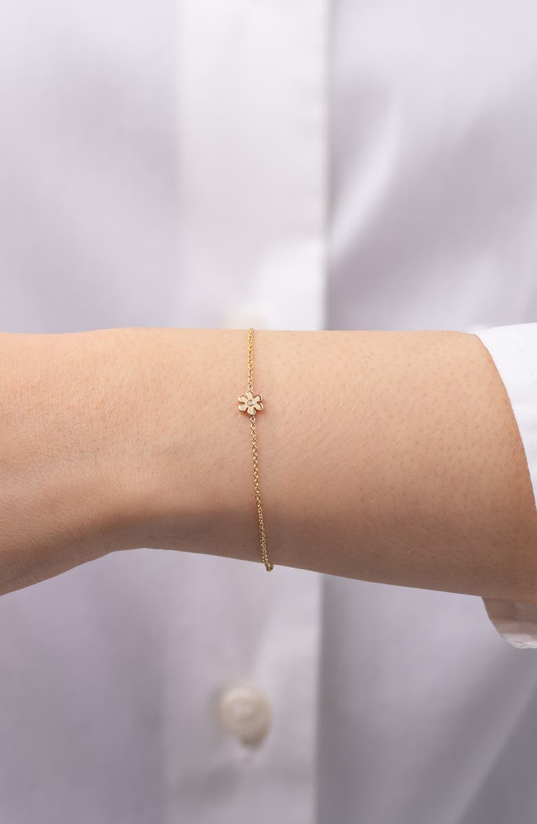 Zoe Lev Tiny Flower Chain Bracelet, Alternate, color, Yellow Gold
