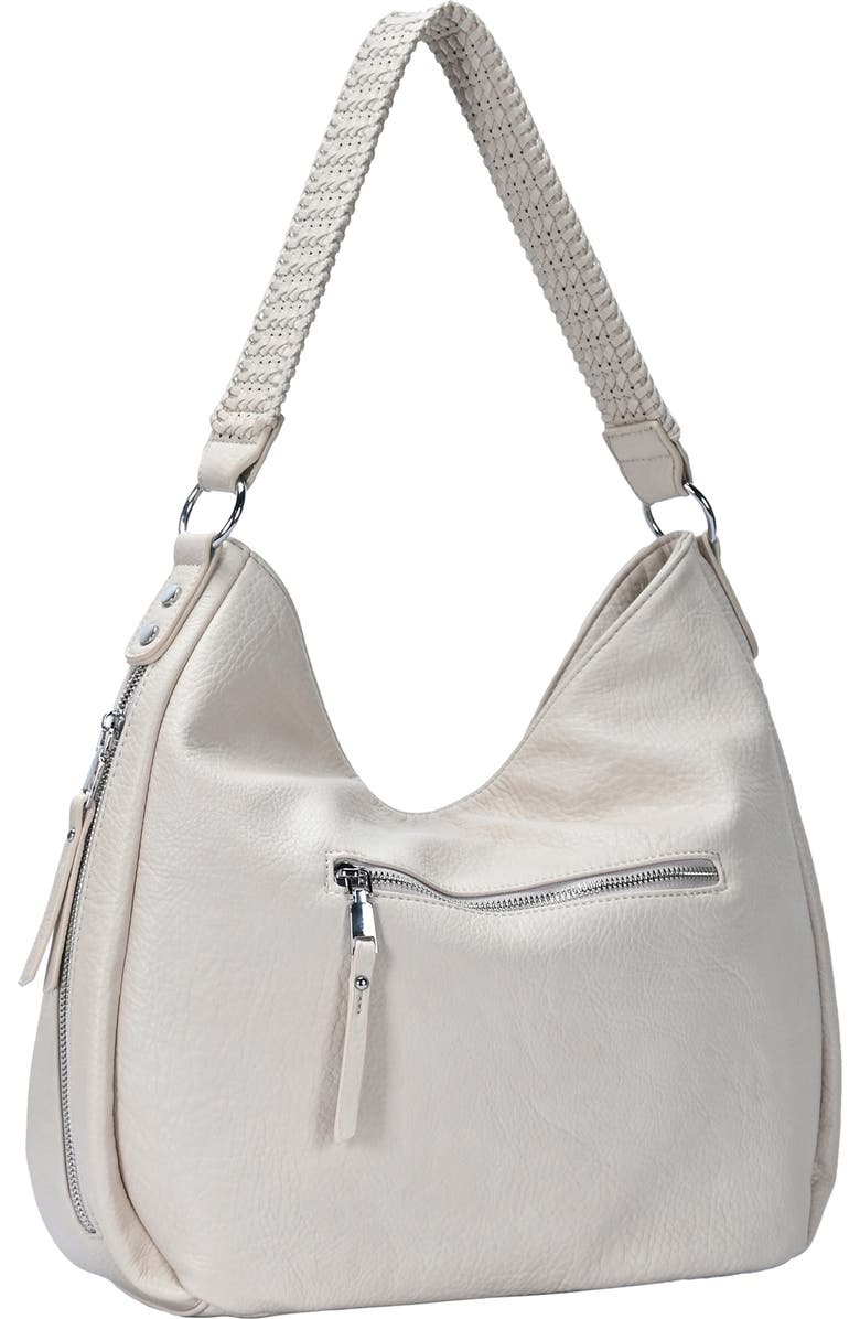 Sasha + Sofi Side Zipper Faux Leather Hobo Bag, Alternate, color, Bone