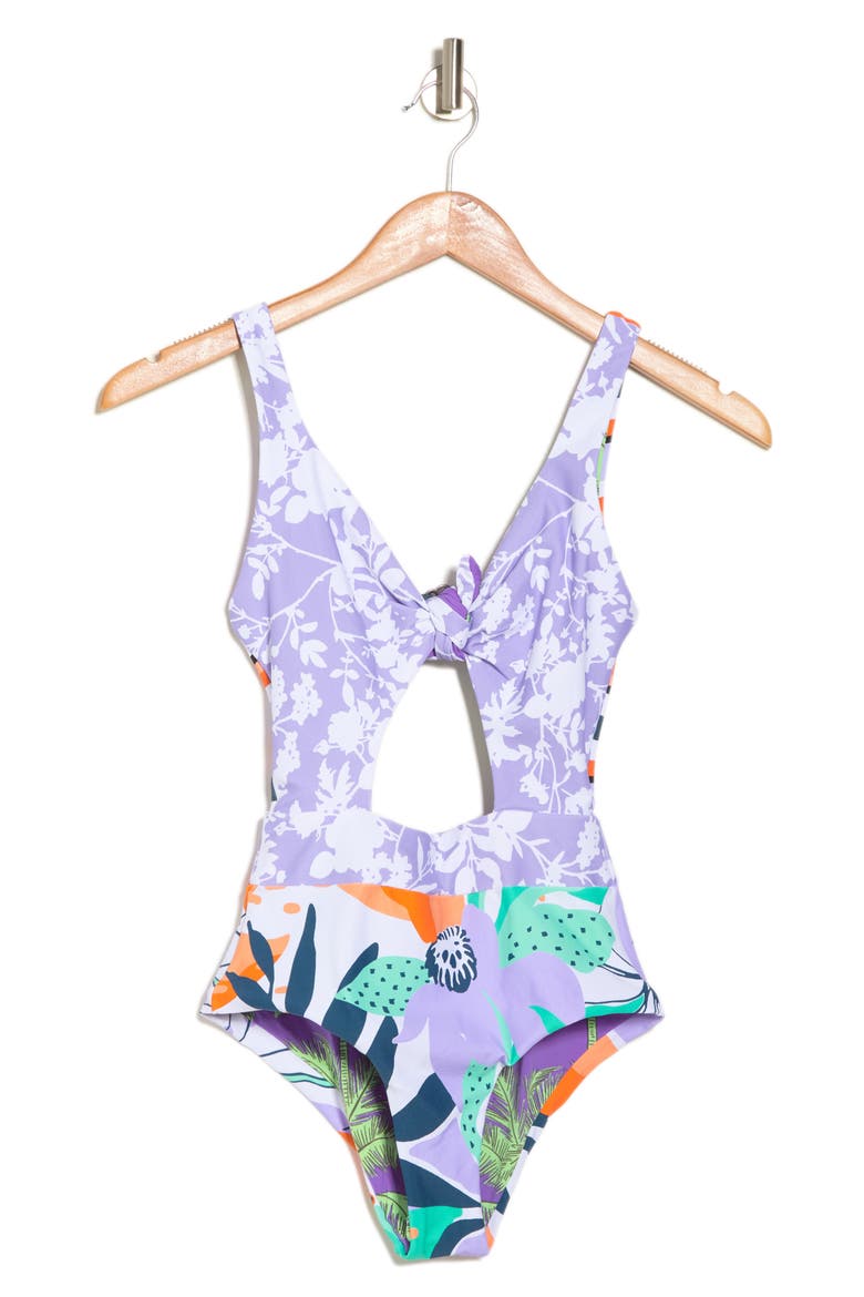 Magnolia Stripes Cutout Reversible One-Piece Swimsuit, Alternate, color, PURPLE