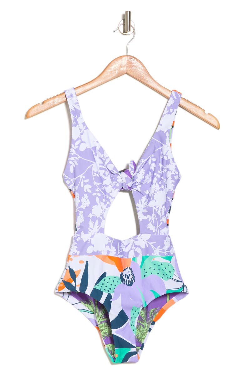 Maaji Magnolia Stripes Cutout Reversible One-Piece Swimsuit, Alternate, color, 