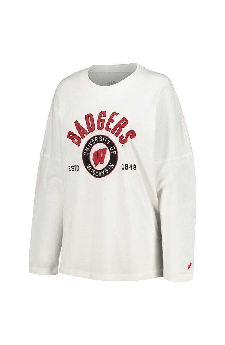 LEAGUE COLLEGIATE WEAR Women's League Collegiate Wear White Wisconsin Badgers Clothesline Oversized Long Sleeve T-Shirt, Alternate, color, White