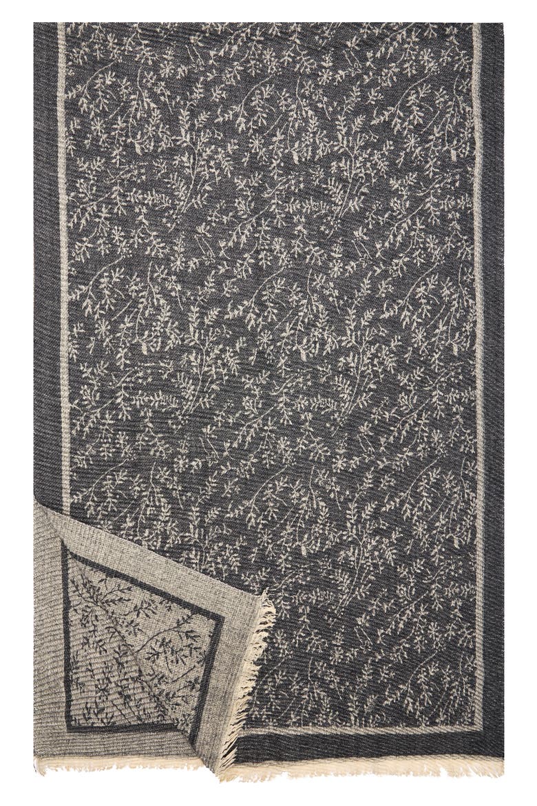Floral Crinkle Scarf, Alternate, color, BLACK
