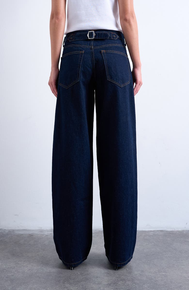 Topshop Cinch Low Rise Relaxed Jeans, Alternate, color, Medium Blue