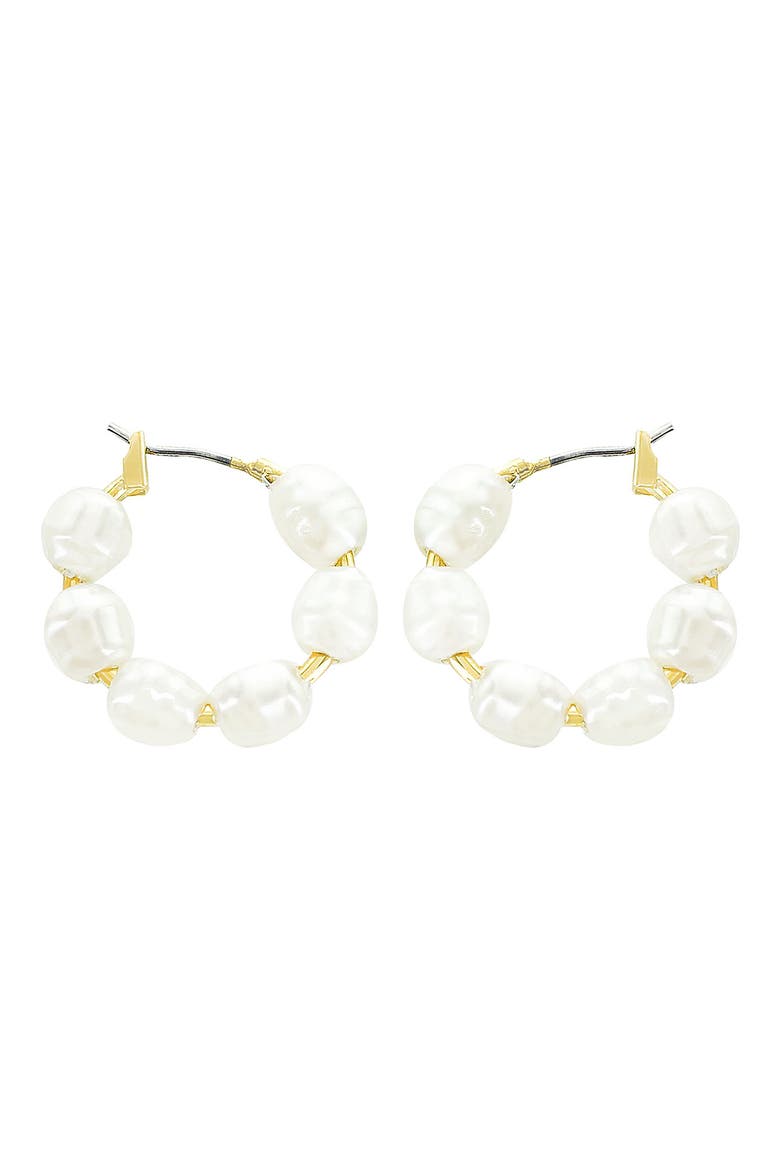 Imitation Pearl Hoop Earrings, Main, color, WHITE