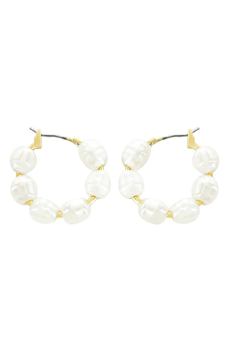 Panacea Imitation Pearl Hoop Earrings, Main, color, White
