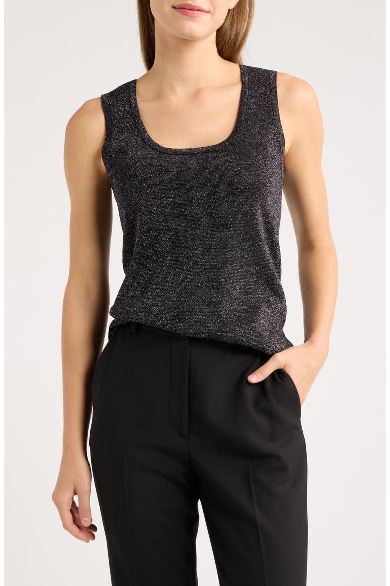 Metallic Scoop Neck Tank Sweater, Main, color, BLACK GOLD