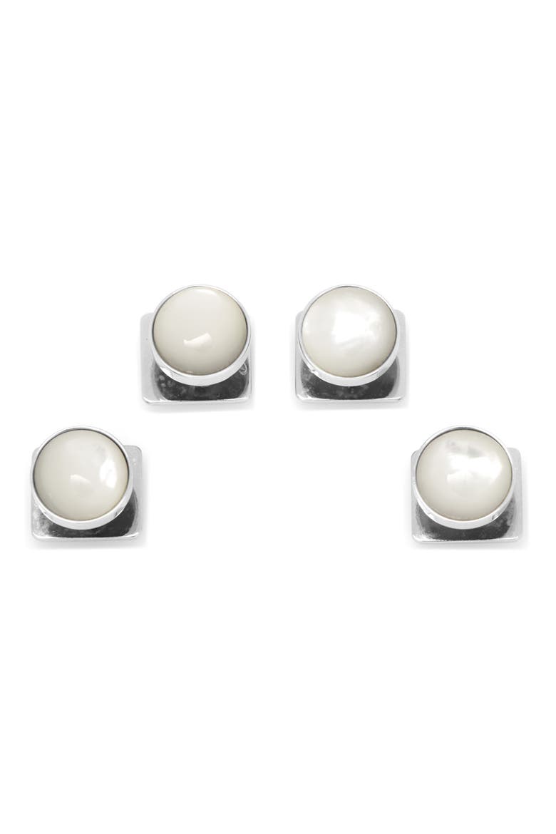 Mother-of-Pearl Studs, Main, color, WHITE