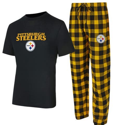 Men's Concepts Sport Black/Gold Pittsburgh Steelers Avondale T-Shirt & Flannel Pants Set