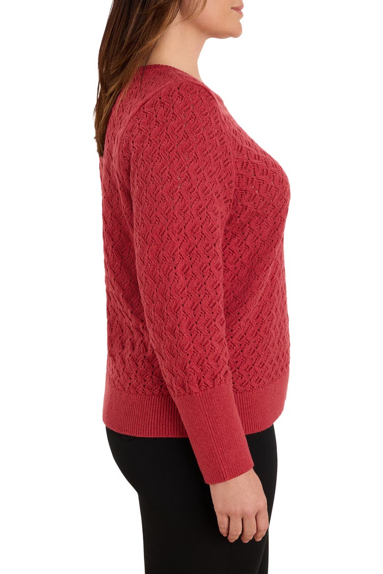 Sterling Shimmer Pointelle Stitch Sweater, Alternate, color, RED MAPLE