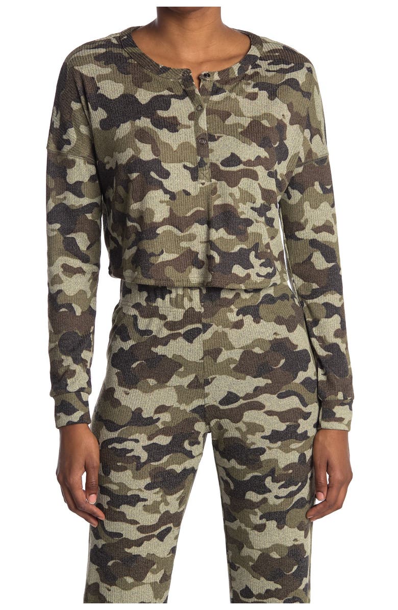 Row A Camo Long Sleeve Thermal Henley, Main, color,