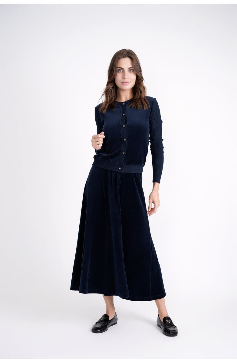 5 Stars Cotton Velour Cardigan with Ribbed Cuffs, Alternate, color, Black
