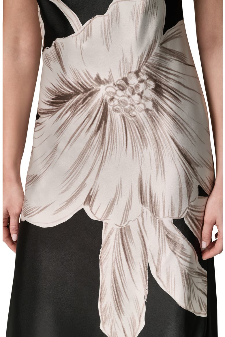 Floral Asymmetrical Midi Dress, Alternate, color, BLACK MULTI