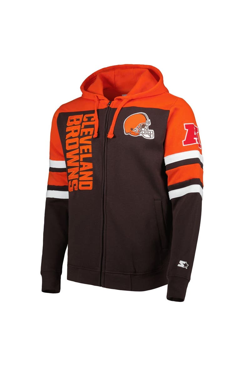 Men's Starter Brown Cleveland Browns Extreme Full-Zip Hoodie Jacket, Alternate, color, Brown