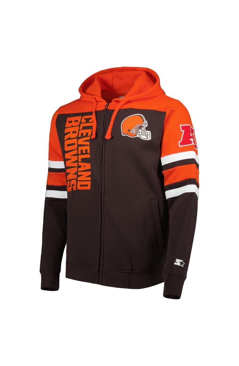 STARTER Men's Starter Brown Cleveland Browns Extreme Full-Zip Hoodie Jacket, Alternate, color, 