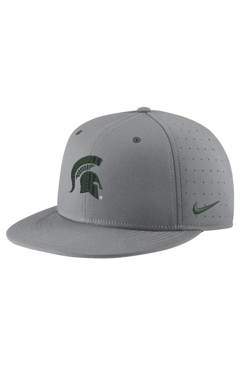 Nike Men's Nike Gray Michigan State Spartans USA Side Patch True AeroBill Performance Fitted Hat, Alternate, color, Gray