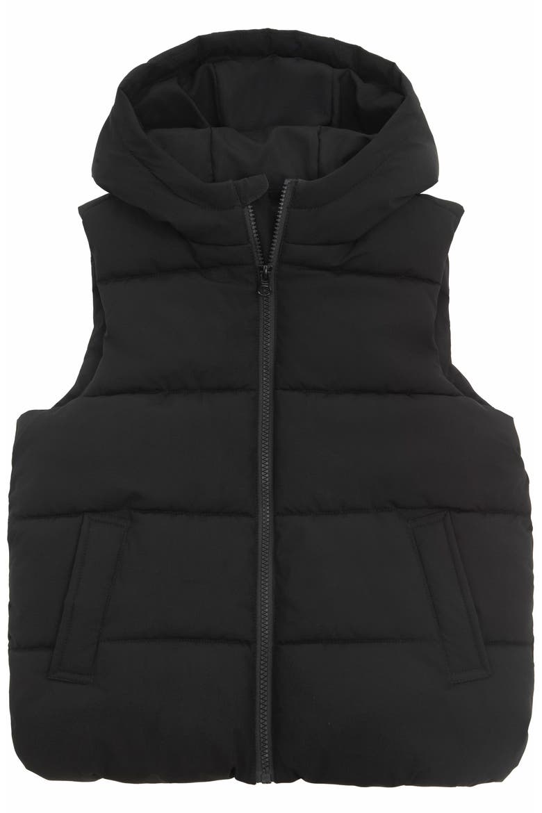 Kids' Everett Hooded Puffer Vest, Alternate, color, Black