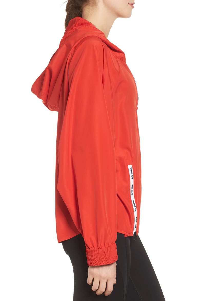 Logo Zip Waterproof Jacket, Alternate, color, TOMATO
