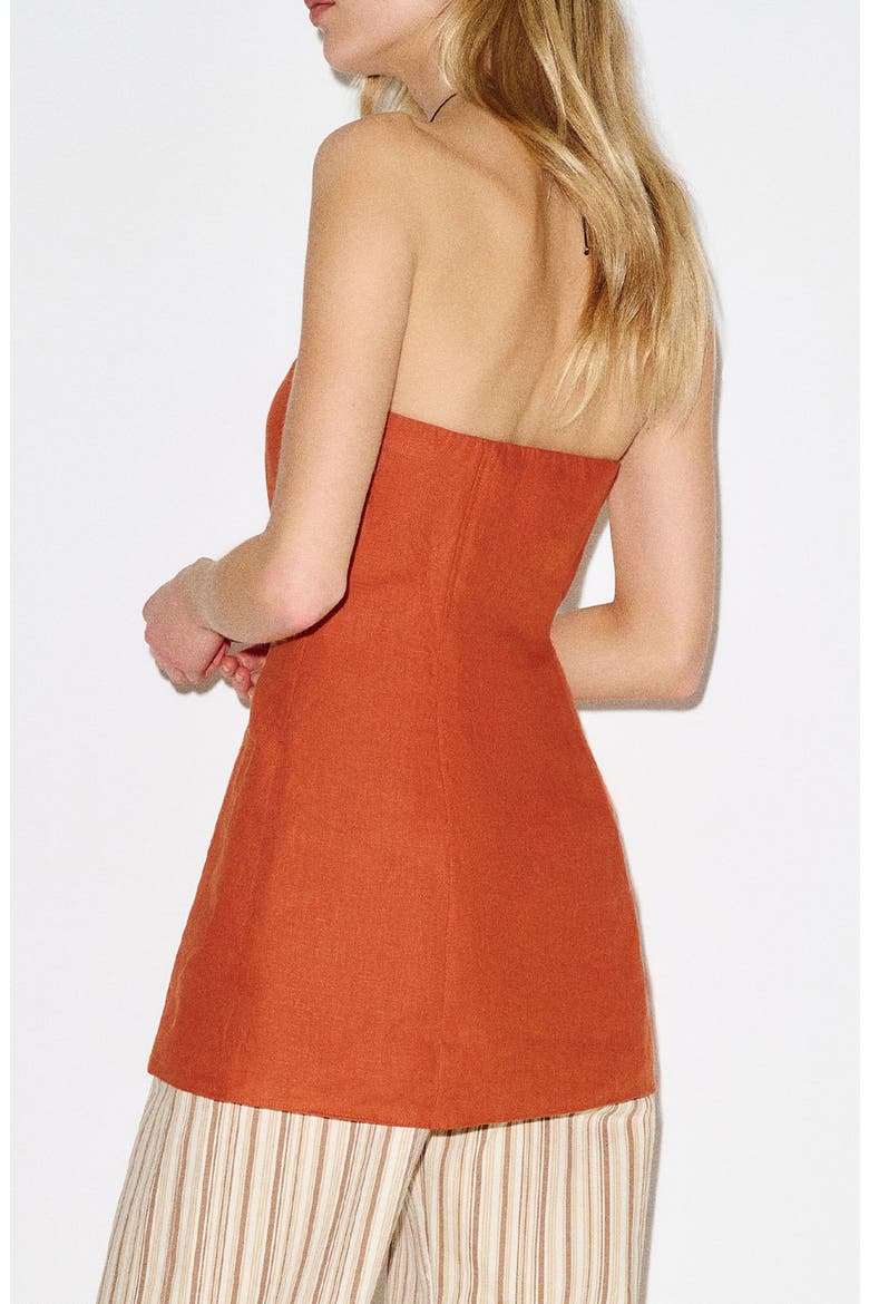 Aurina Linen Strapless Top, Alternate, color, CHILI MANGO