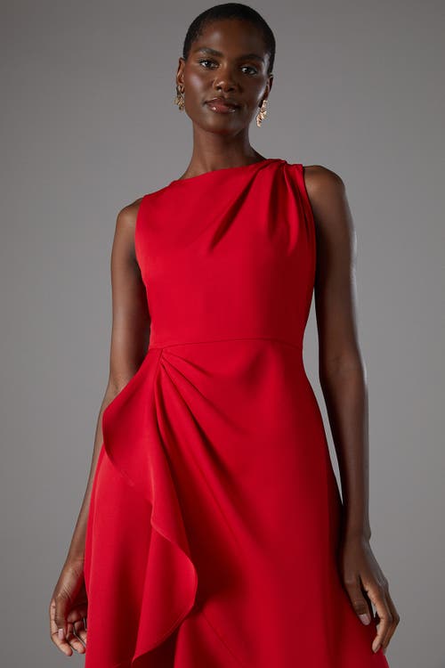 Coast Waterfall Crepe Midi Dress In Red