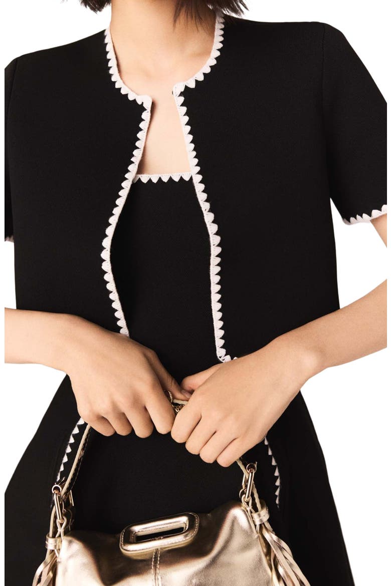 Topstitched cropped cardigan, Alternate, color, Black