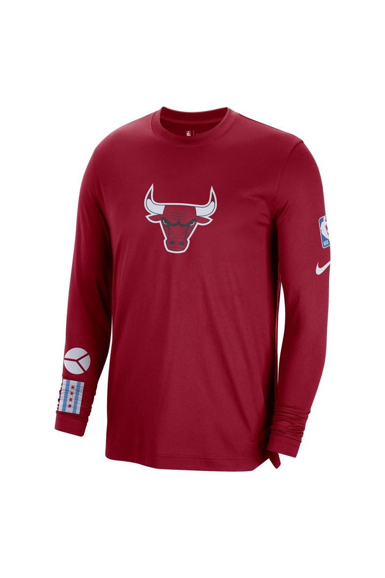Men's Nike Red Chicago Bulls 2022/23 City Edition Pregame Warmup Long Sleeve Shooting Shirt, Alternate, color, Red