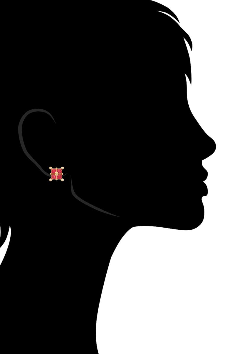RIVKA FRIEDMAN 18K Yellow Gold Plated Ruby Stud Earrings, Alternate, color, 