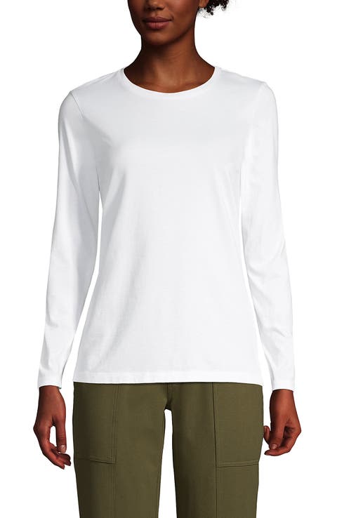 Lands' End Relaxed Supima Cotton Long Sleeve Crew Neck T-Shirt