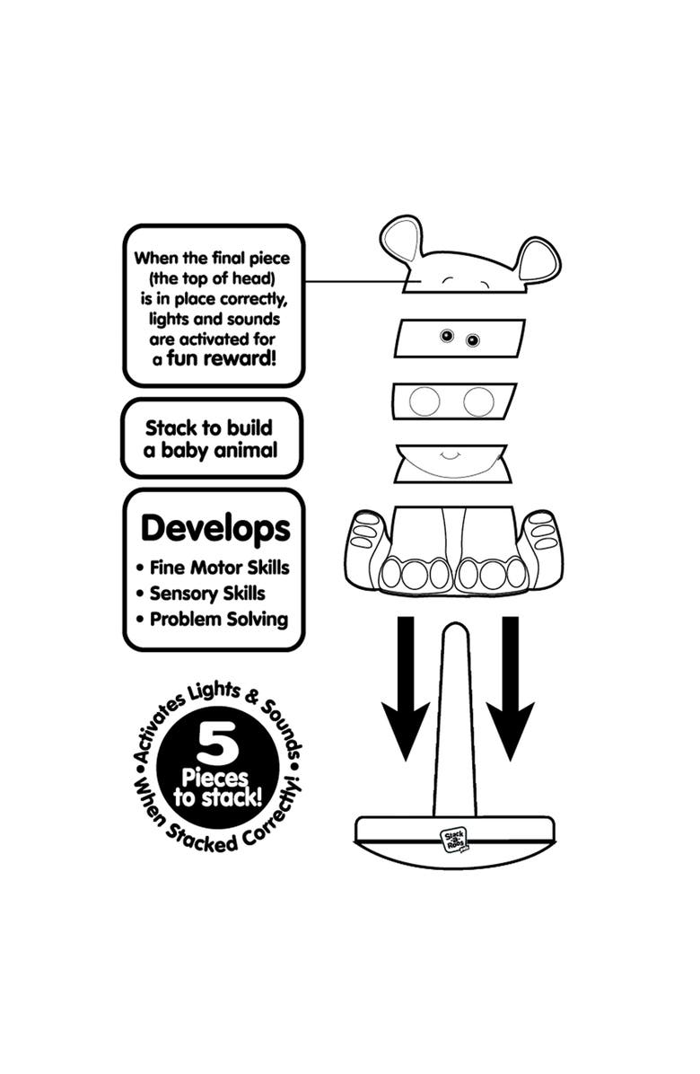 Stack-a-Roos Stackaroos Pals Baby Tiger Lights & Sounds, 5 Piece Stacking Animal Tower, Alternate, color,