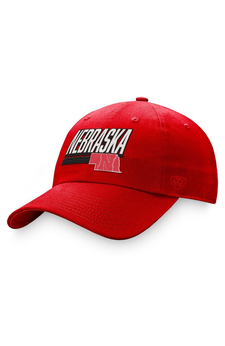 TOP OF THE WORLD Men's Top of the World Red Nebraska Huskers Slice Adjustable Hat, Main, color, Red
