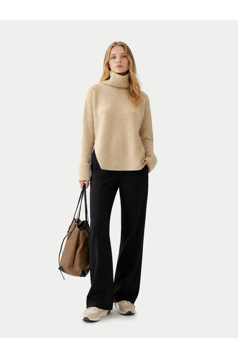 Cashmere Sweater with Detachable Collar, Alternate, color, beige