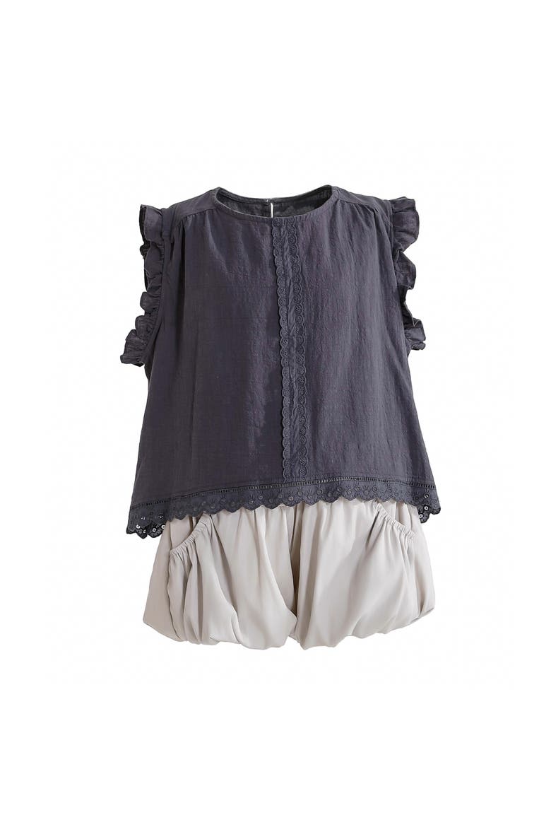 Lace Shorts Set, Main, color, Grey