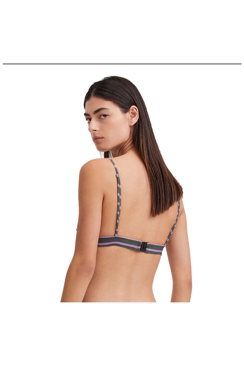 Textured Triangle Bikini Bra Swim Top, Alternate, color, DARK OLIVE