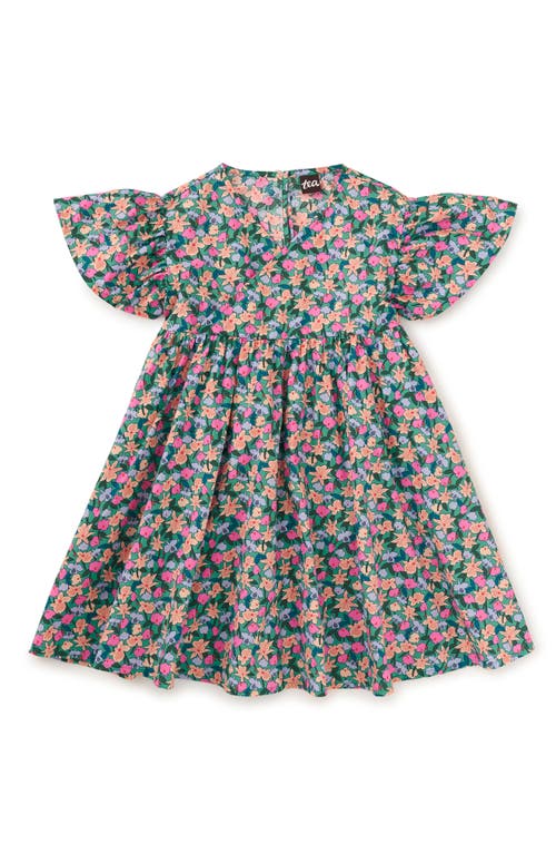 Tea Collection Wrap Neck Flutter Dress In Orchid Ditsy