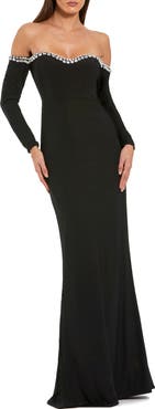Mac Duggal Long Sleeve Off The Shoulder Mermaid Gown