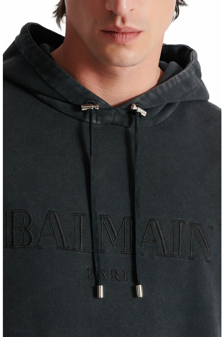 Vintage Balmain Embroidered Hoodie, Alternate, color, Grey