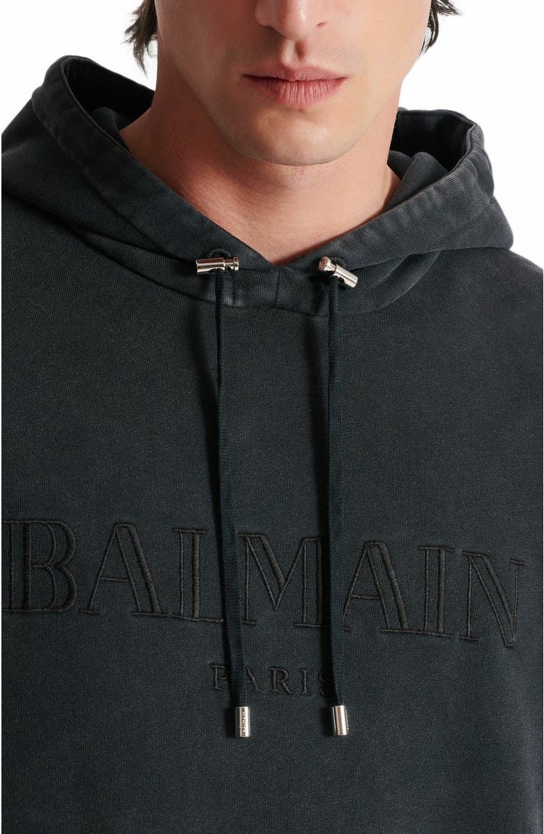 Balmain Vintage Balmain Embroidered Hoodie, Alternate, color, Grey