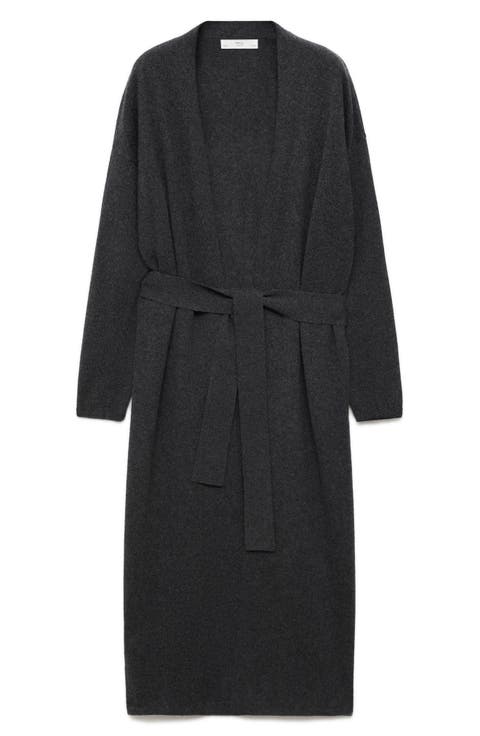 Belted Longline Cashmere Cardigan