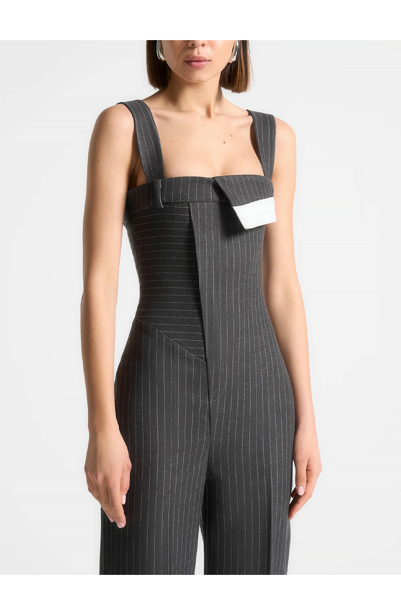 Manière De Voir Camille Tailored Pinstripe Jumpsuit, Alternate, color, Grey