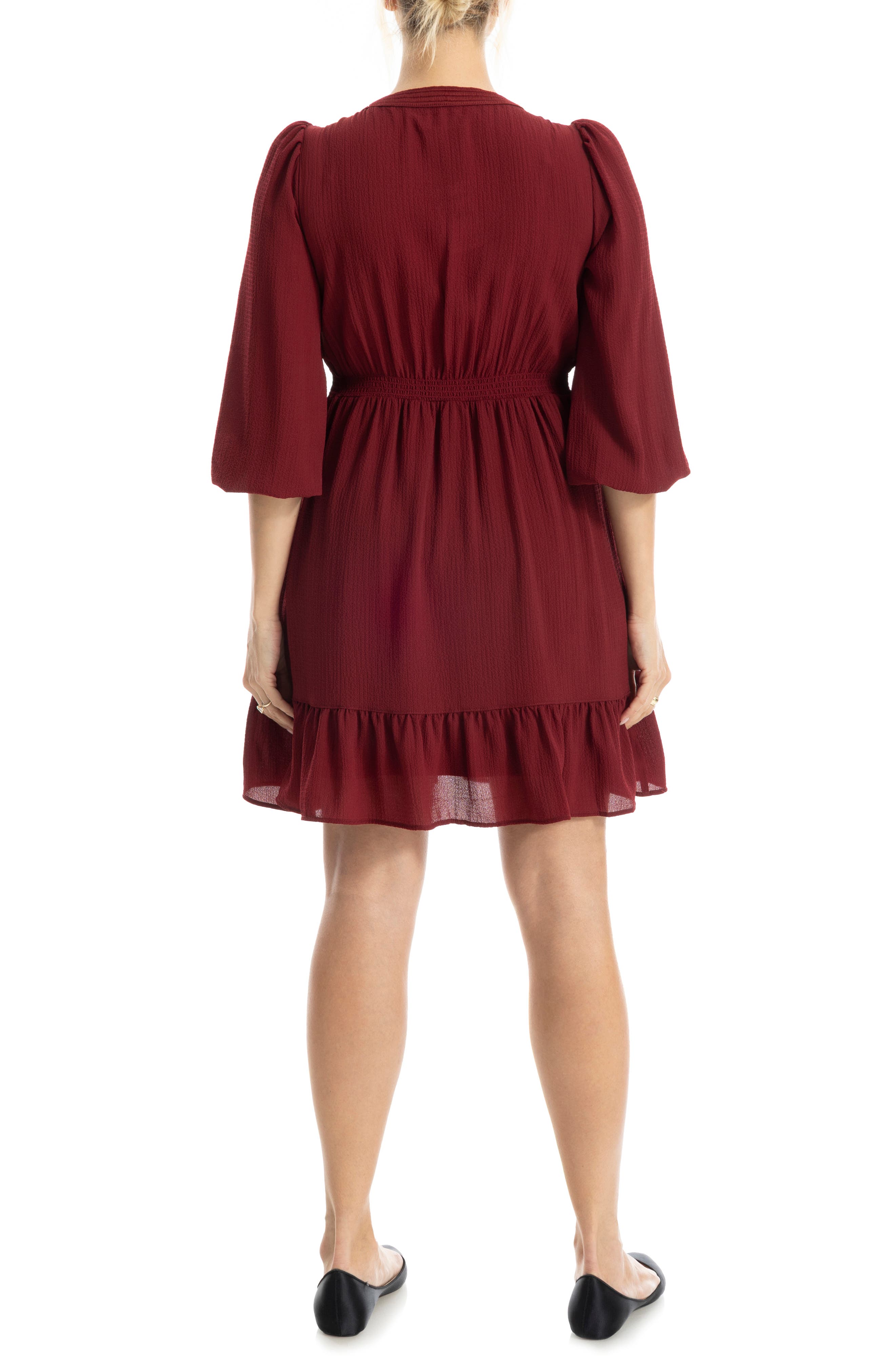 V-Neck Three-Quarter Sleeve Minidress - image 4