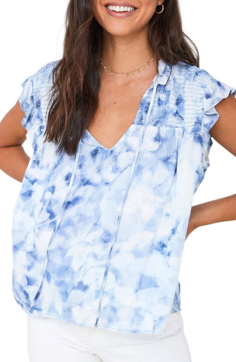 Bella Dahl Smocked Ruffle Sleeveless Top, Main, color, 