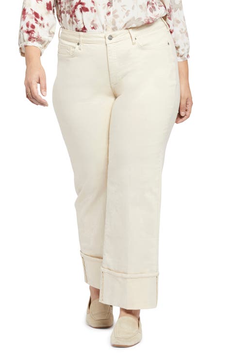 Teresa Deep Cuff Wide Leg Jeans (Plus Size)