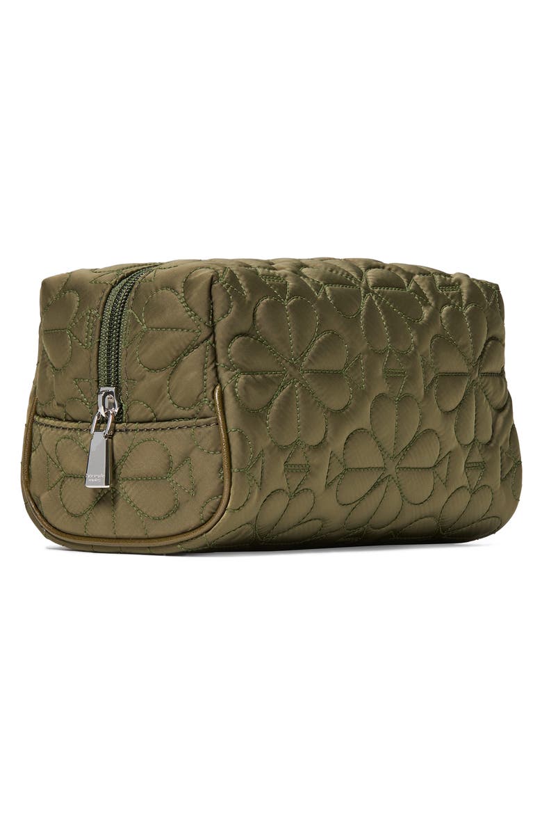 small tilly quilted fabric cosmetics case, Alternate, color, OOLONG GREEN