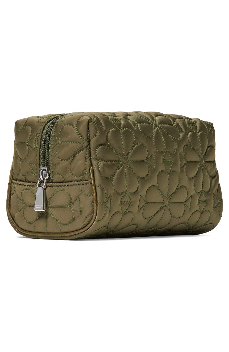 Kate Spade New York small tilly quilted fabric cosmetics case, Alternate, color, Oolong Green