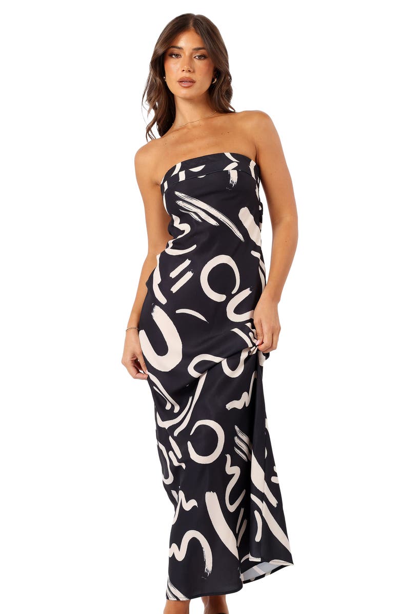 Petal & Pup Remmie Cutout Strapless Maxi Dress, Alternate, color, 