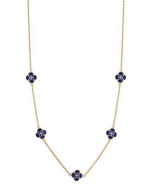 Jan Leslie Sterling With 18k Gold Overlay And Gemstones Five Petal Station Necklace In Gold