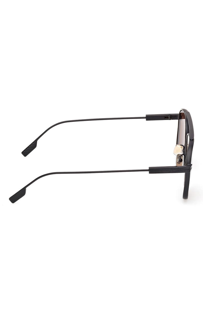 ZEGNA 57mm Geometric Sunglasses, Alternate, color, Black Metal/ Deep Gold/ Roviex