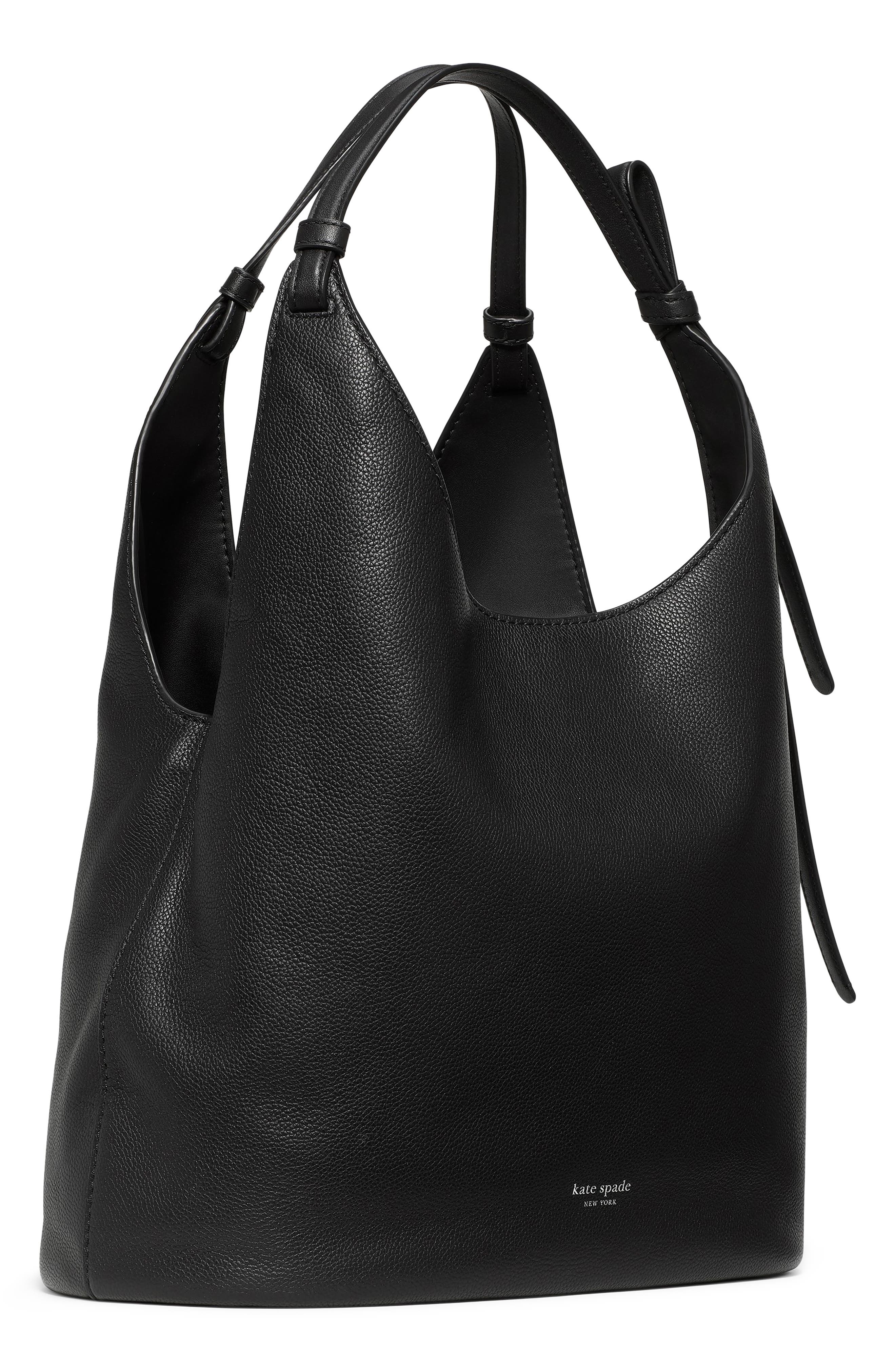Loop Large Pebbled Leather Tote, Alternate, color, BLACK
