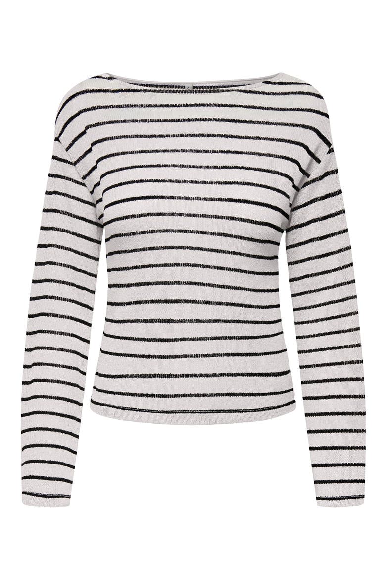 Spezia Life Boat Neck Top, Alternate, color, CLOUDDANCER/ BLACK STRIPES