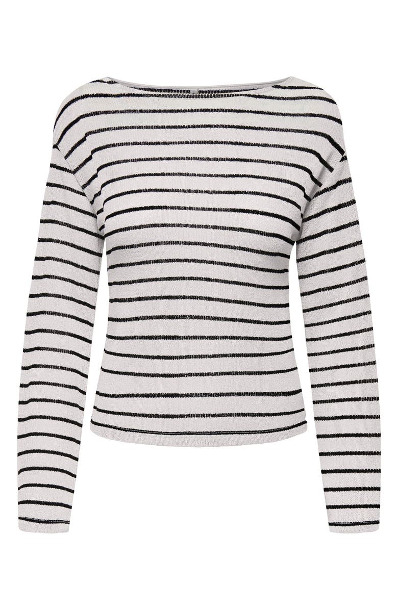 Only Spezia Life Boat Neck Top, Alternate, color, Clouddancer/ Black Stripes